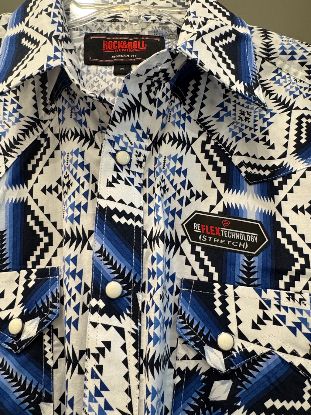 Rock & Roll Denim Mens Modern Fit Aztec Snap Shirt