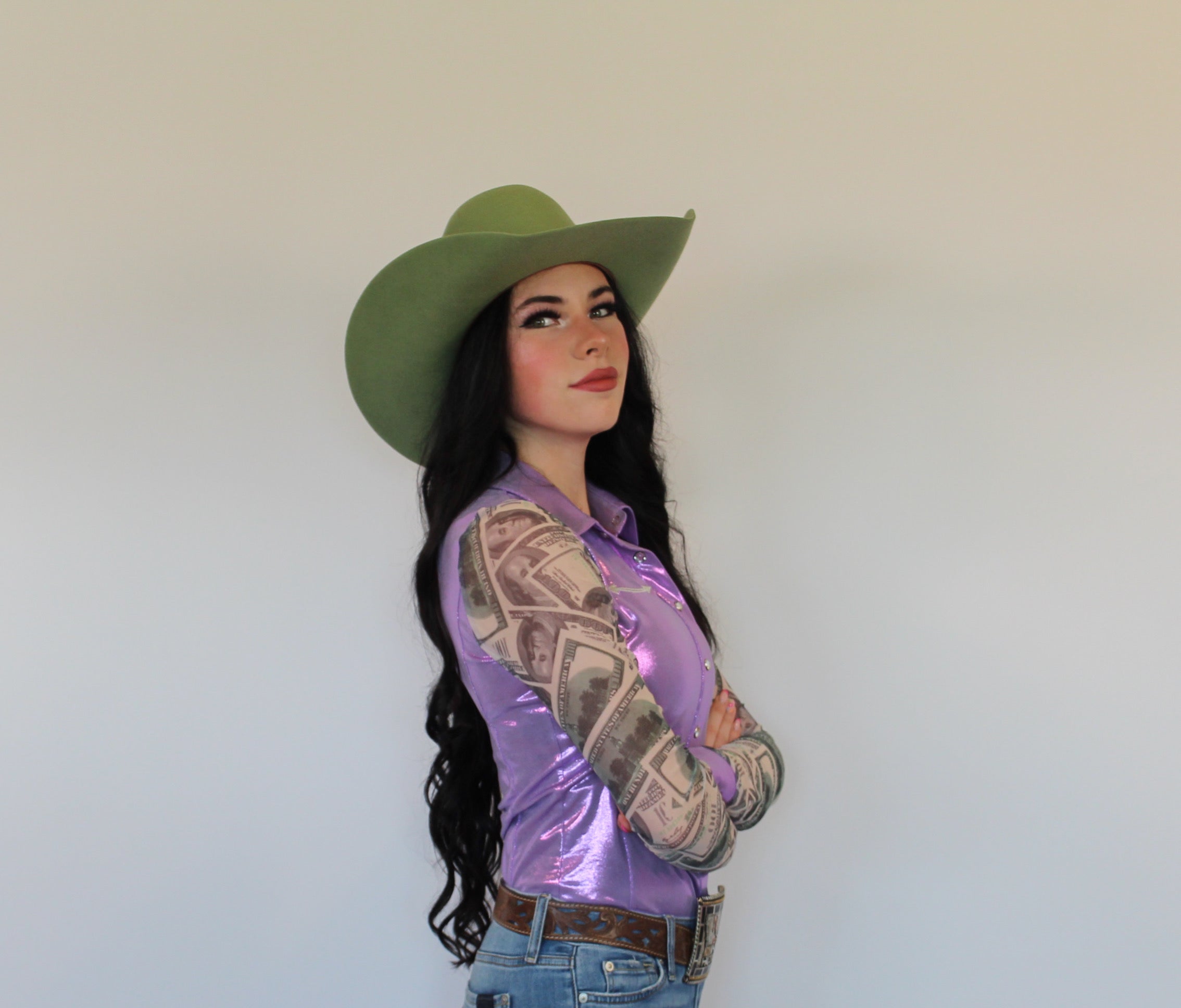 All In Mesh Sleeve Pearl Snap Rodeo Shirt
