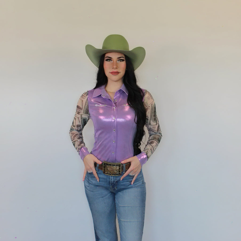 All In Mesh Sleeve Pearl Snap Rodeo Shirt