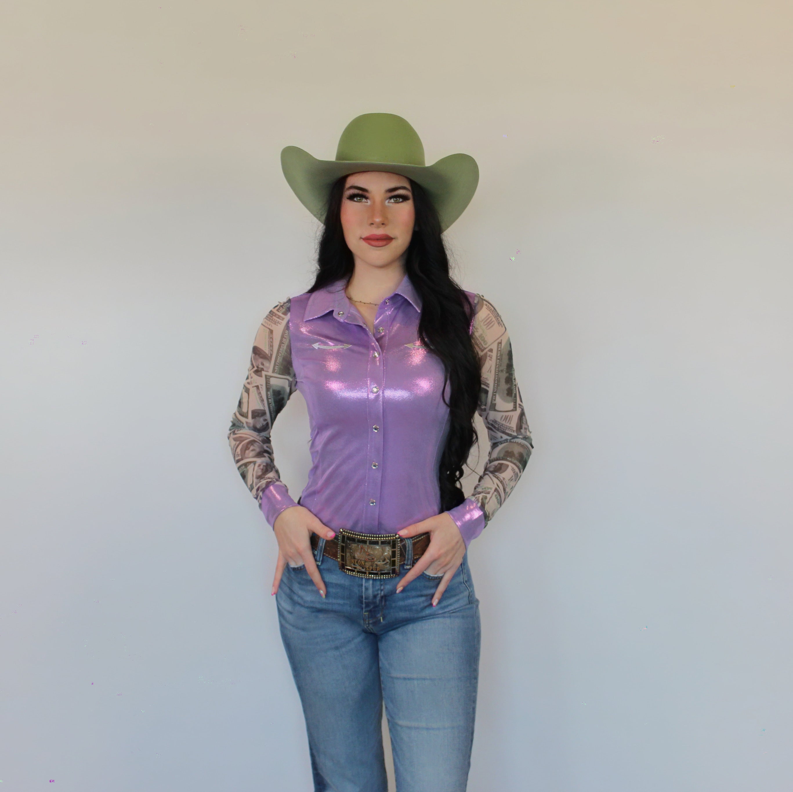 All In Mesh Sleeve Pearl Snap Rodeo Shirt