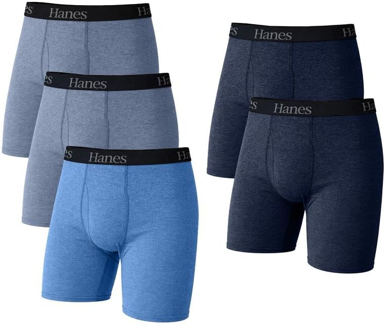 Hanes mens Underwear Boxer Briefs Pack, Cool & Breathable Cotton Moisture-wicking Underwear for Men, No Ride Up