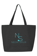 Neon Spur Logo Zippered Tote -Turquoise