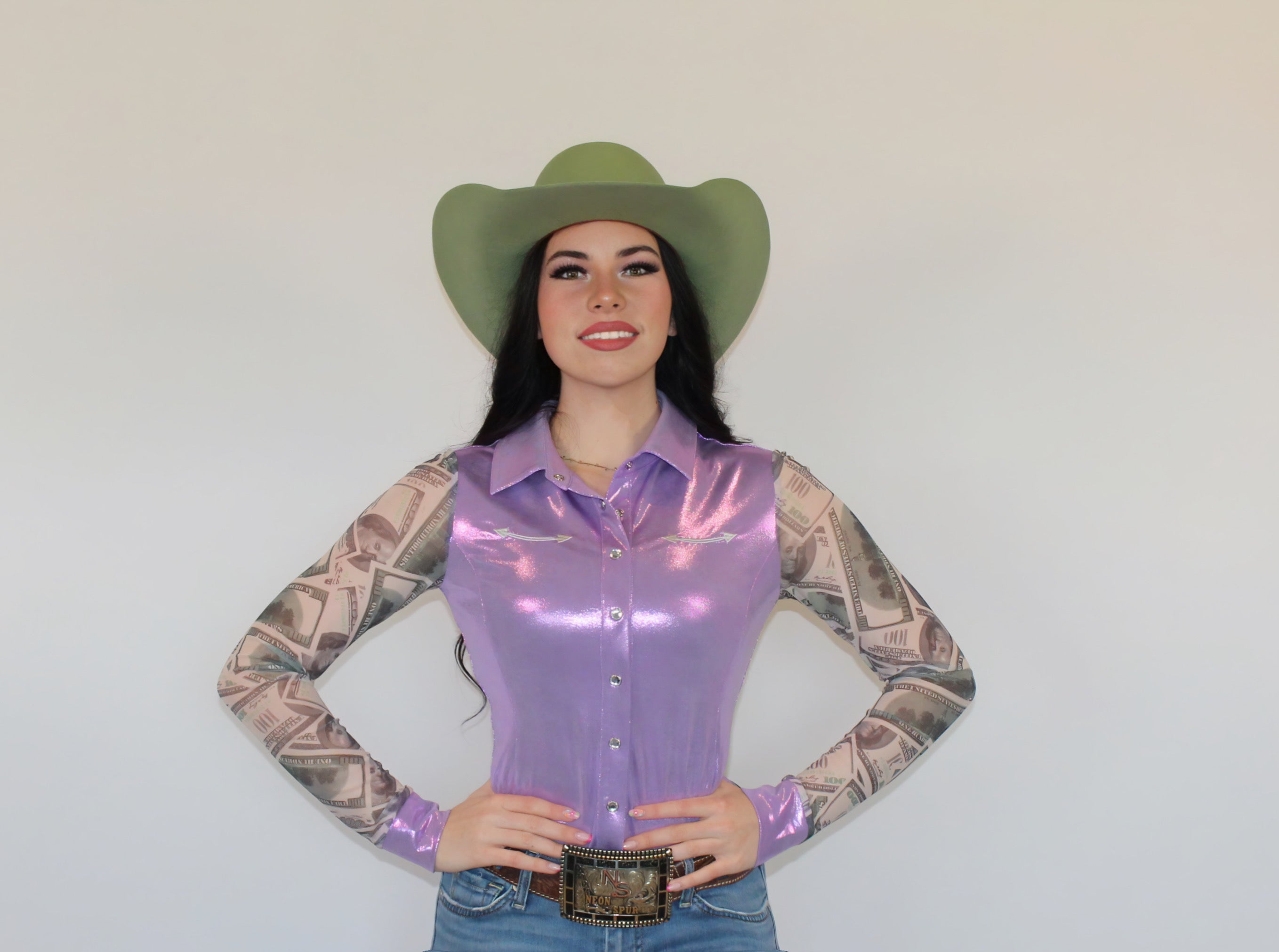 All In Mesh Sleeve Pearl Snap Rodeo Shirt