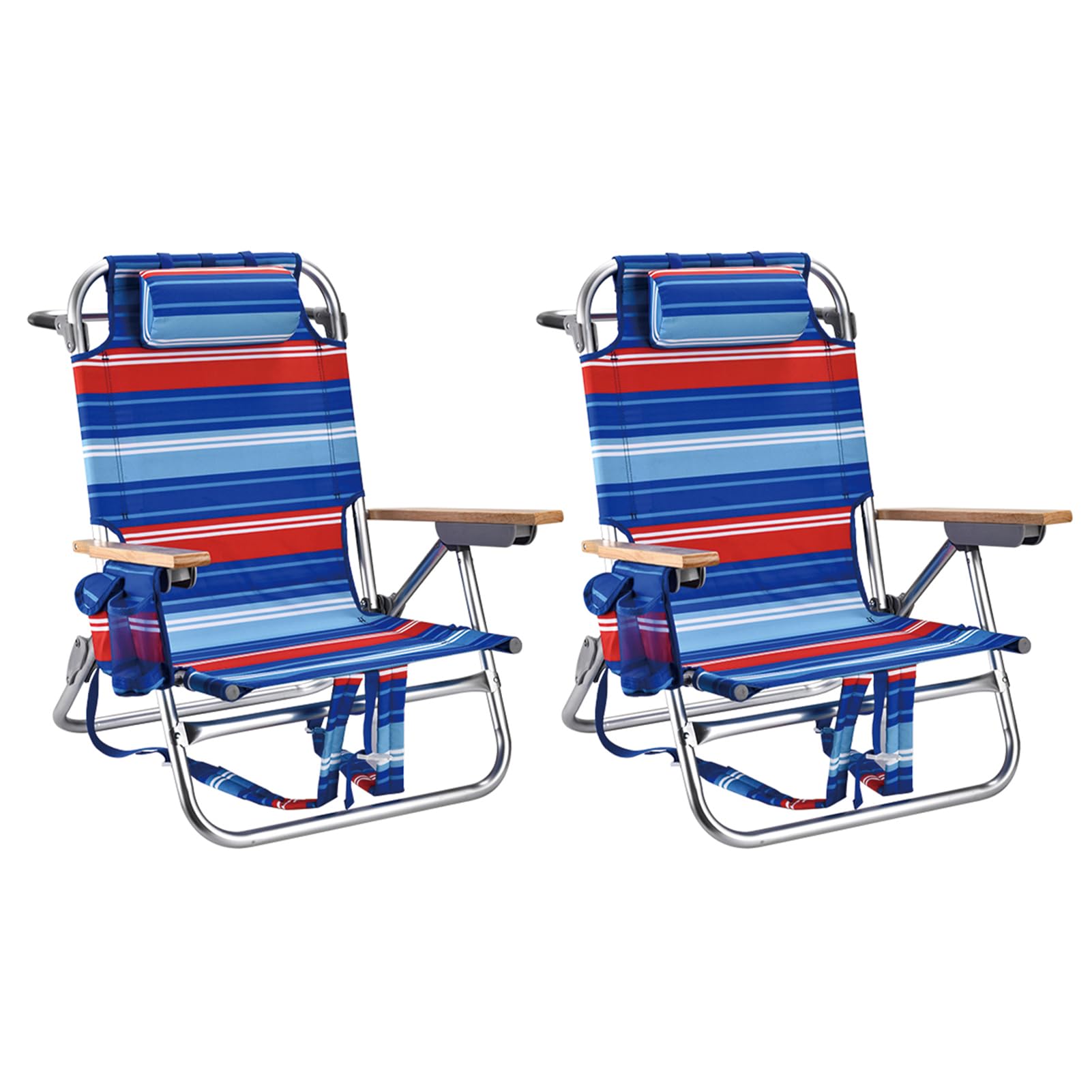 Backpack Beach Chairs for Adults Capacity 300 LBS Low 5 Position Beach Chair with Pouch Straps Folding Lightweight Reclining Aluminum Wide Lay Flat Single