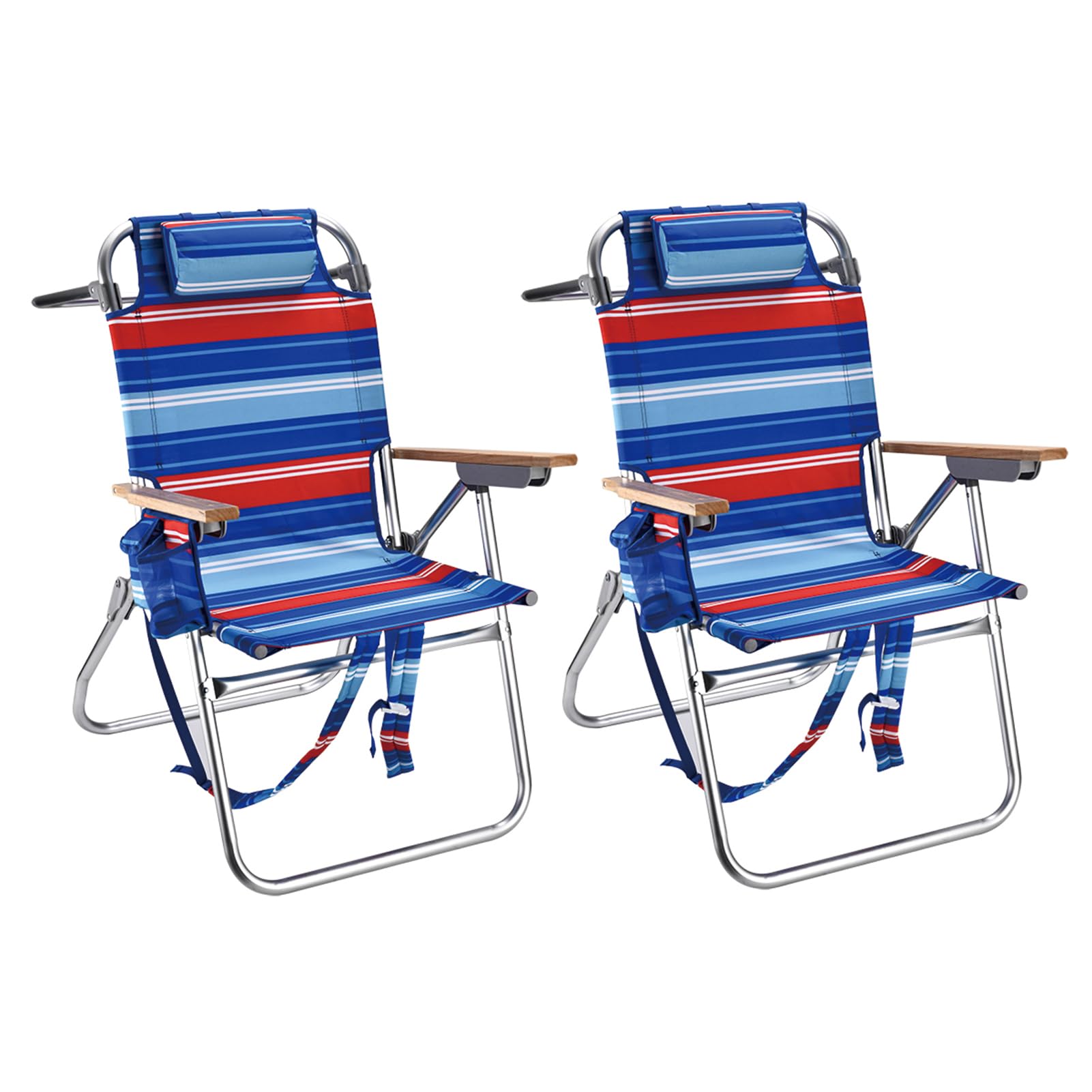 Backpack Beach Chairs for Adults Capacity 300 LBS Low 5 Position Beach Chair with Pouch Straps Folding Lightweight Reclining Aluminum Wide Lay Flat Single