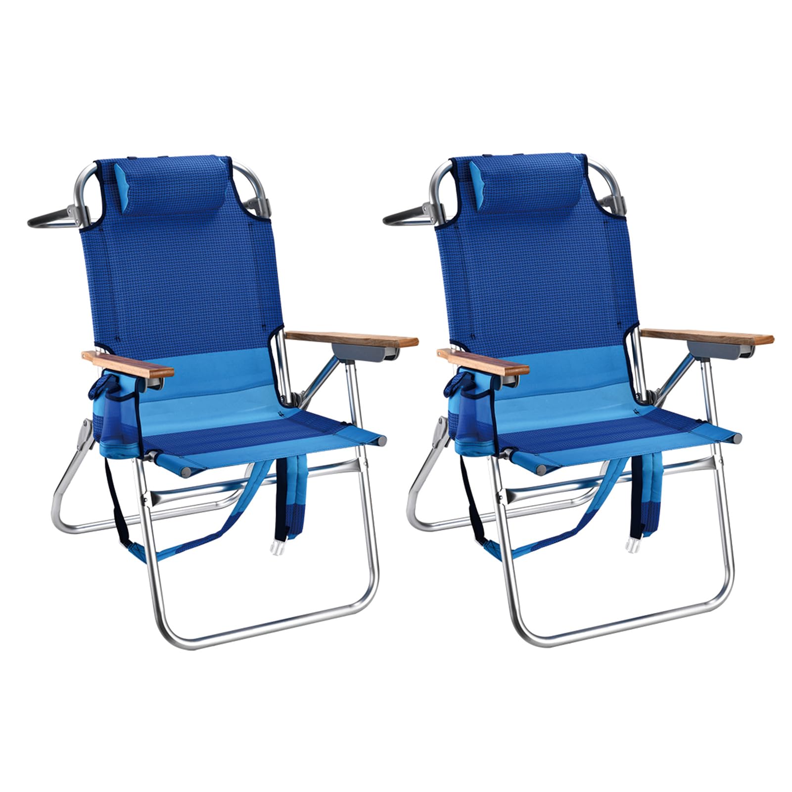Backpack Beach Chairs for Adults Capacity 300 LBS Low 5 Position Beach Chair with Pouch Straps Folding Lightweight Reclining Aluminum Wide Lay Flat Single