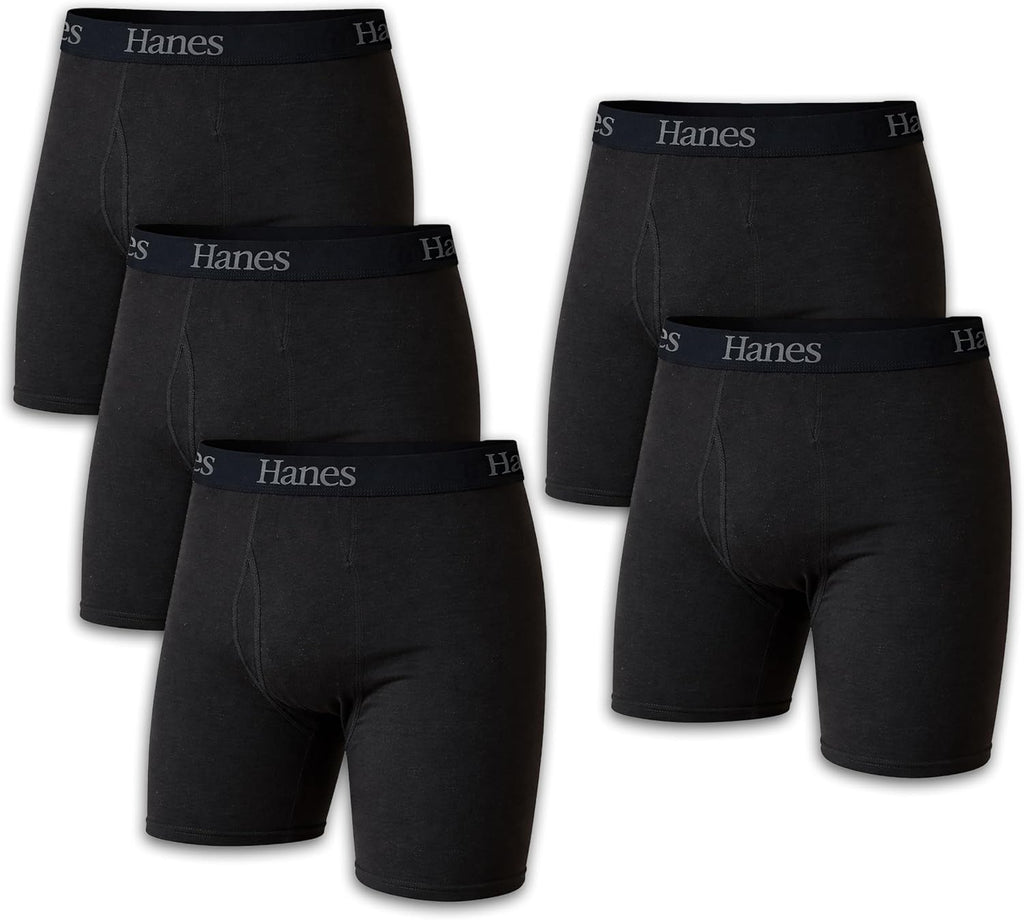 Hanes mens Underwear Boxer Briefs Pack, Cool & Breathable Cotton Moisture-wicking Underwear for Men, No Ride Up