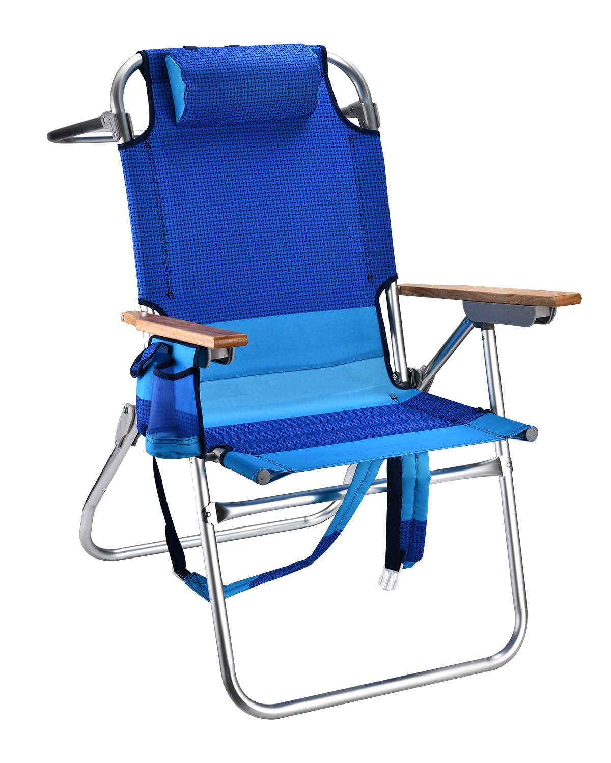Backpack Beach Chairs for Adults Capacity 300 LBS Low 5 Position Beach Chair with Pouch Straps Folding Lightweight Reclining Aluminum Wide Lay Flat Single