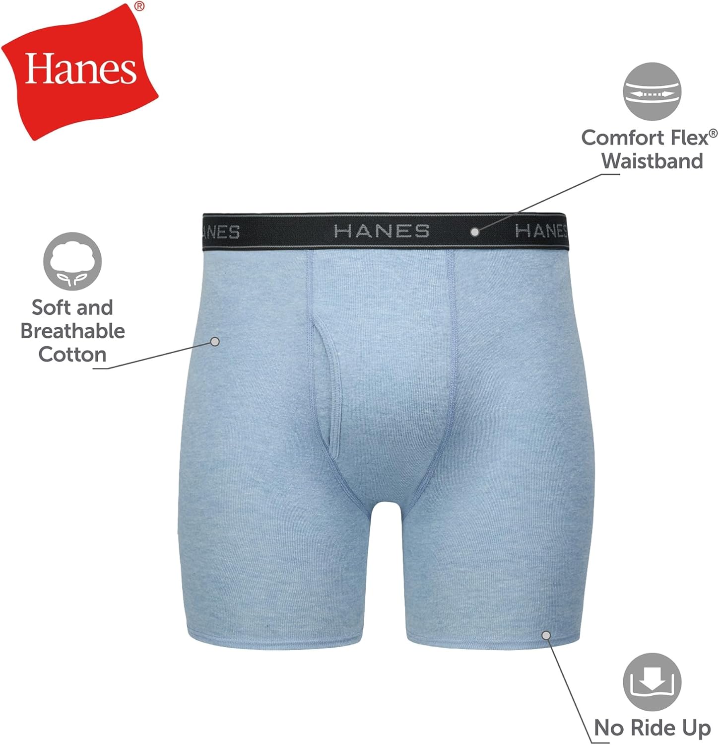 Hanes mens Underwear Boxer Briefs Pack, Cool & Breathable Cotton Moisture-wicking Underwear for Men, No Ride Up