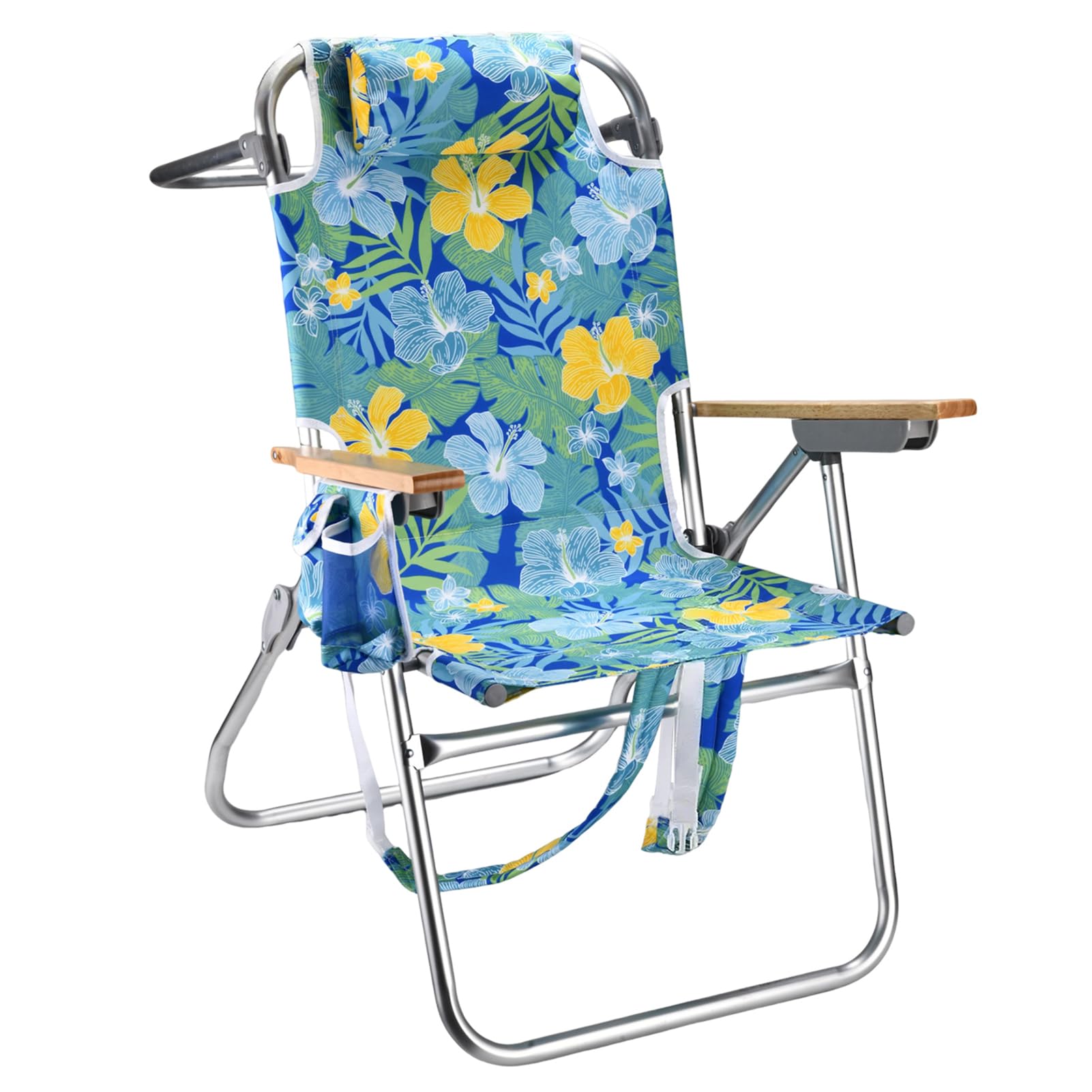 Backpack Beach Chairs for Adults Capacity 300 LBS Low 5 Position Beach Chair with Pouch Straps Folding Lightweight Reclining Aluminum Wide Lay Flat Single