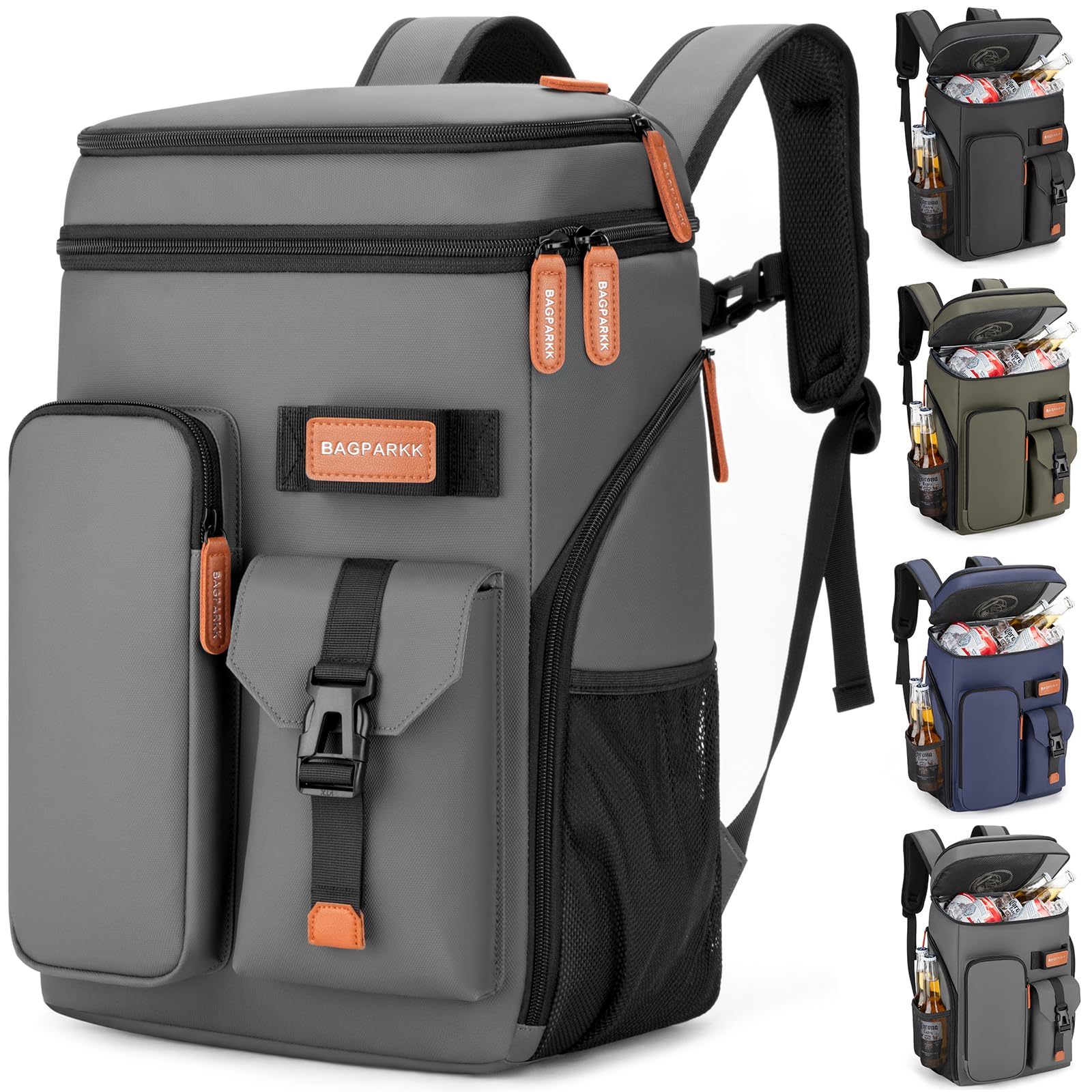 BAGPARKK Insulated Cooler Backpack,33/45 Cans Multifunctional Double Deck Leakproof Cooler Bag with Sternum Strap,Large Capacity Lightweight Travel Camping Beach Backpack