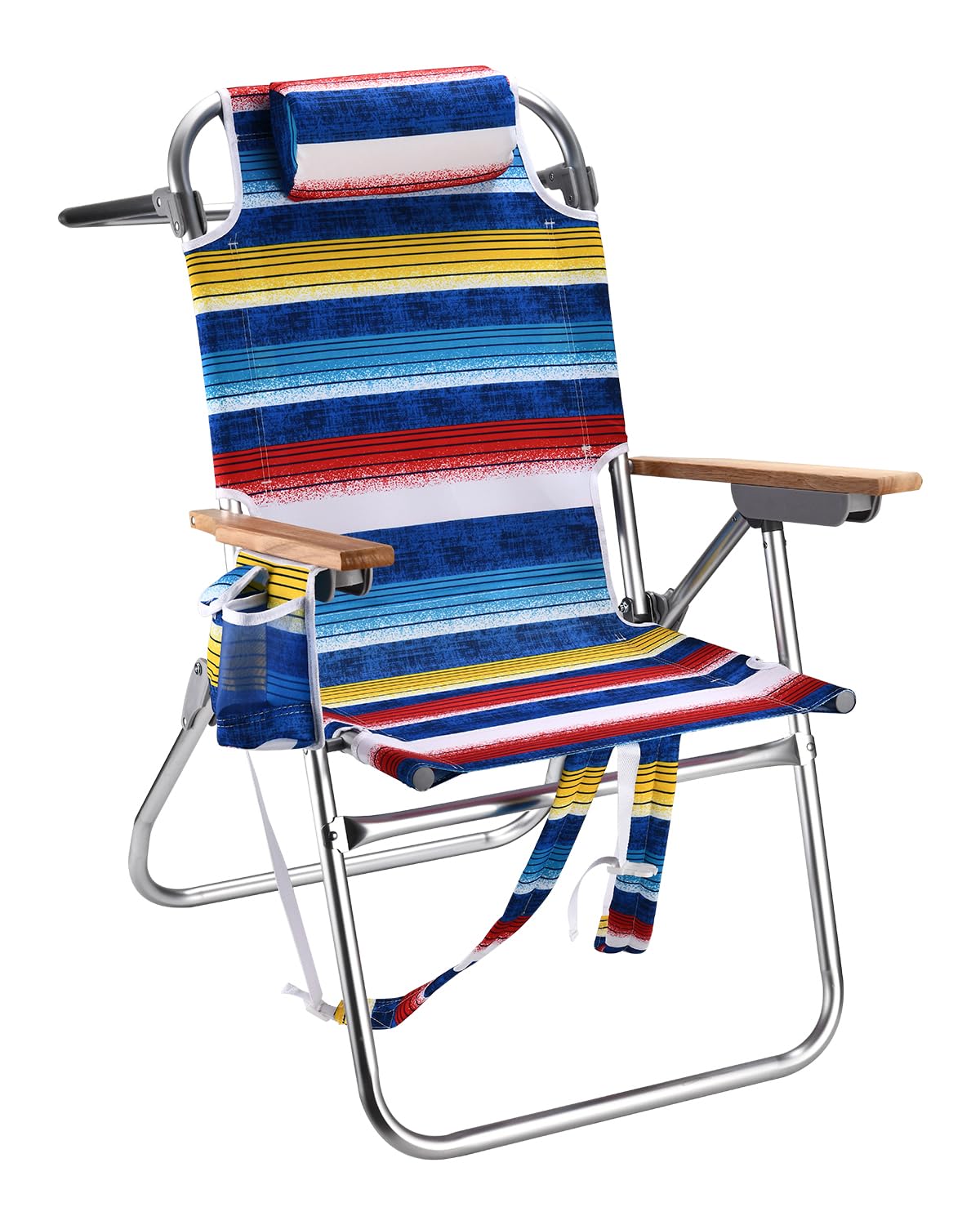 Backpack Beach Chairs for Adults Capacity 300 LBS Low 5 Position Beach Chair with Pouch Straps Folding Lightweight Reclining Aluminum Wide Lay Flat Single