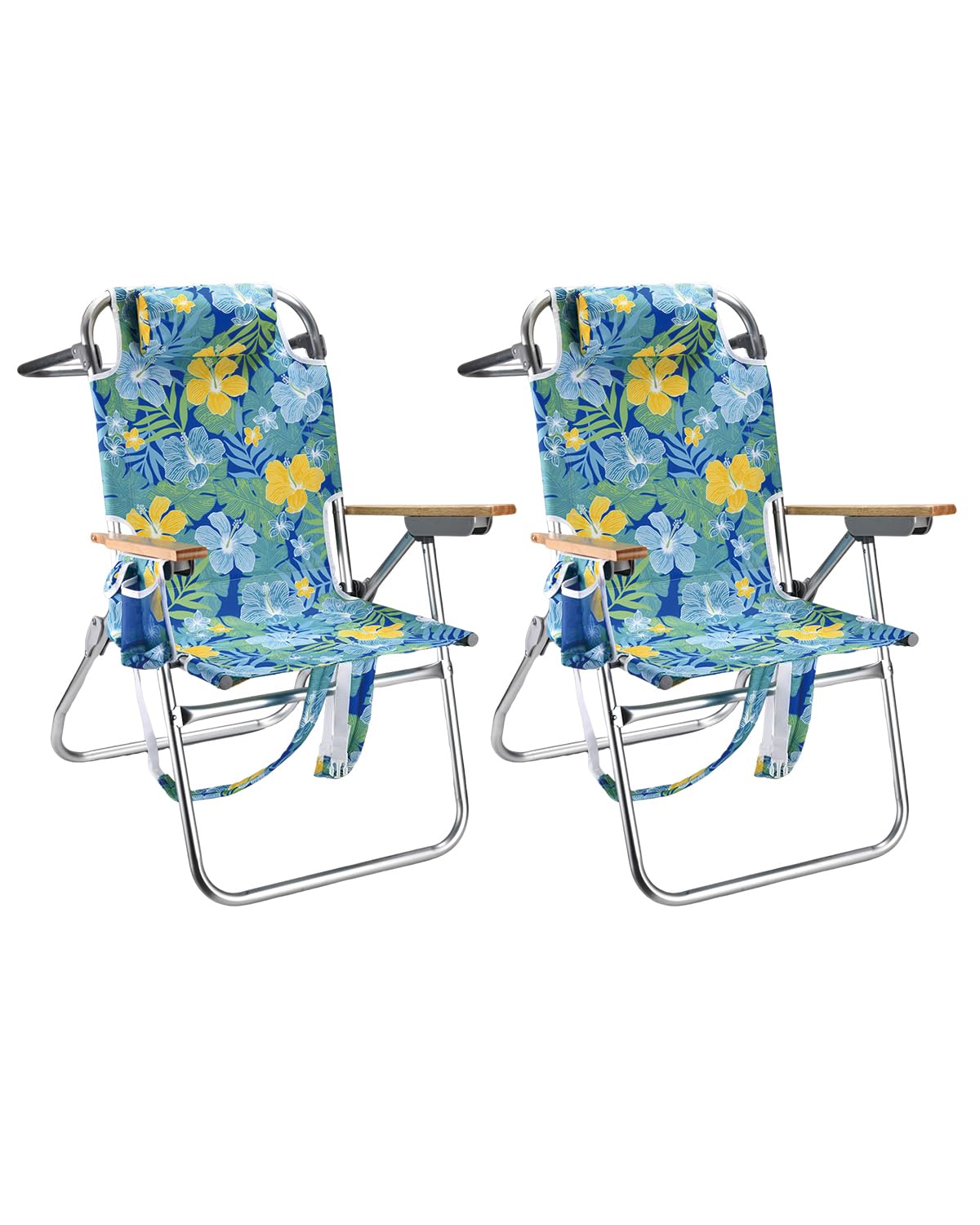 Backpack Beach Chairs for Adults Capacity 300 LBS Low 5 Position Beach Chair with Pouch Straps Folding Lightweight Reclining Aluminum Wide Lay Flat Single