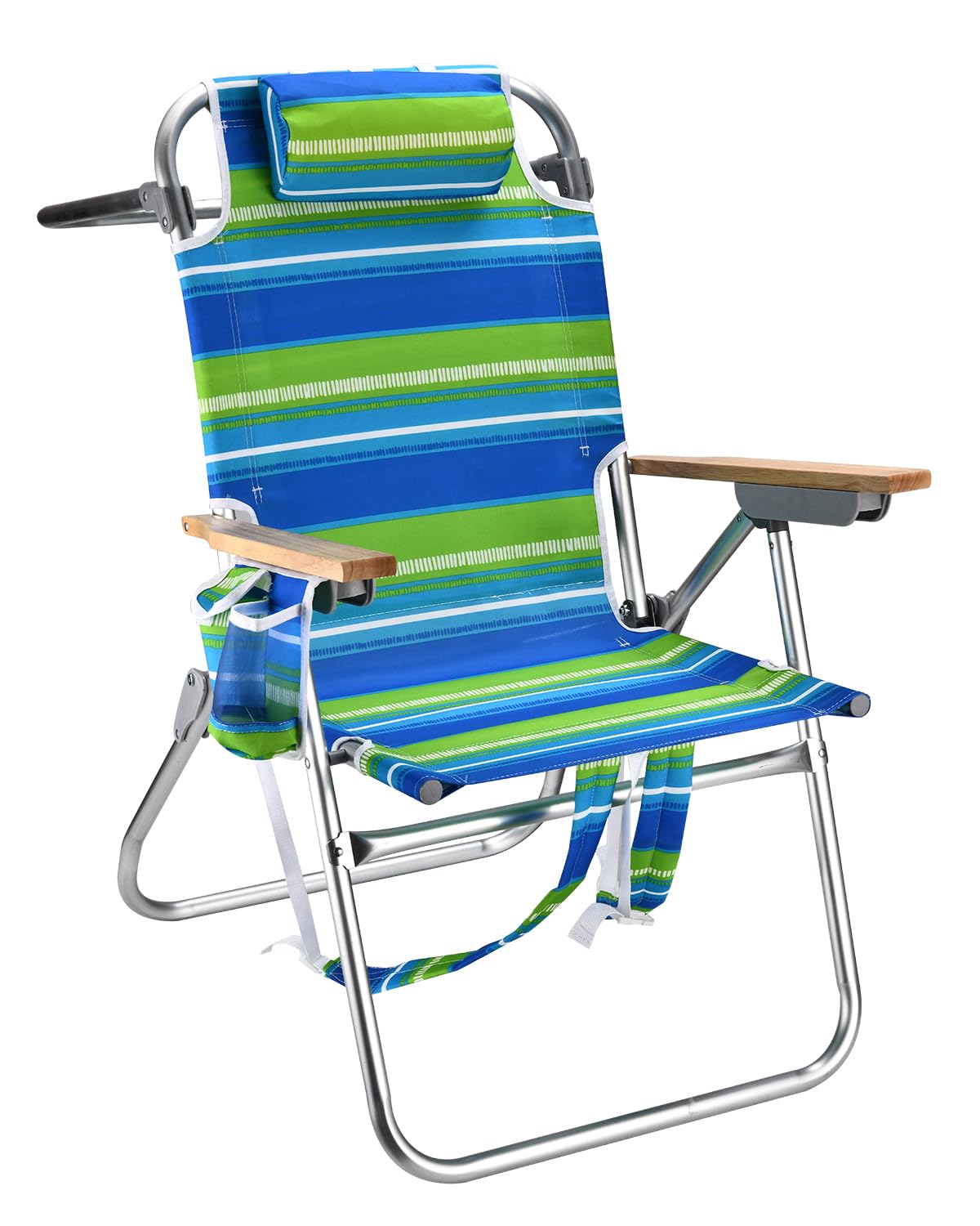 Backpack Beach Chairs for Adults Capacity 300 LBS Low 5 Position Beach Chair with Pouch Straps Folding Lightweight Reclining Aluminum Wide Lay Flat Single