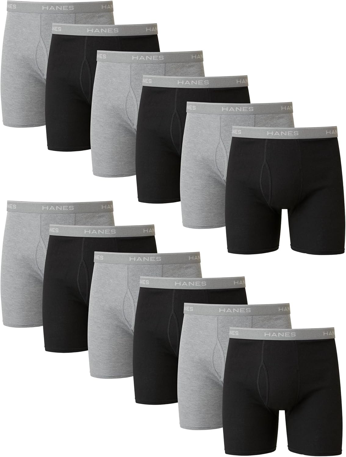 Hanes mens Underwear Boxer Briefs Pack, Cool & Breathable Cotton Moisture-wicking Underwear for Men, No Ride Up