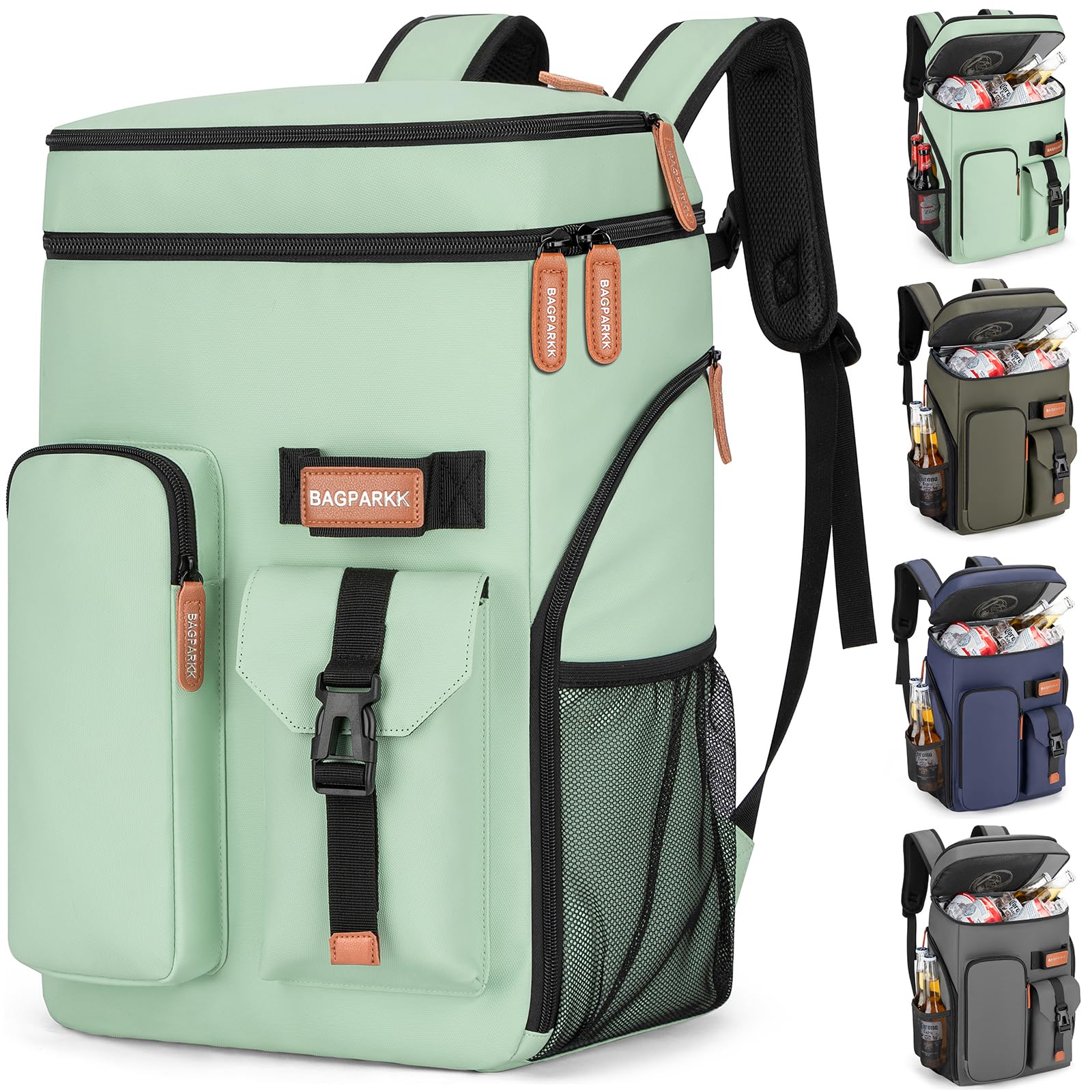 BAGPARKK Insulated Cooler Backpack,33/45 Cans Multifunctional Double Deck Leakproof Cooler Bag with Sternum Strap,Large Capacity Lightweight Travel Camping Beach Backpack