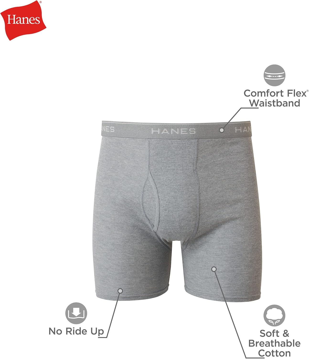 Hanes mens Underwear Boxer Briefs Pack, Cool & Breathable Cotton Moisture-wicking Underwear for Men, No Ride Up