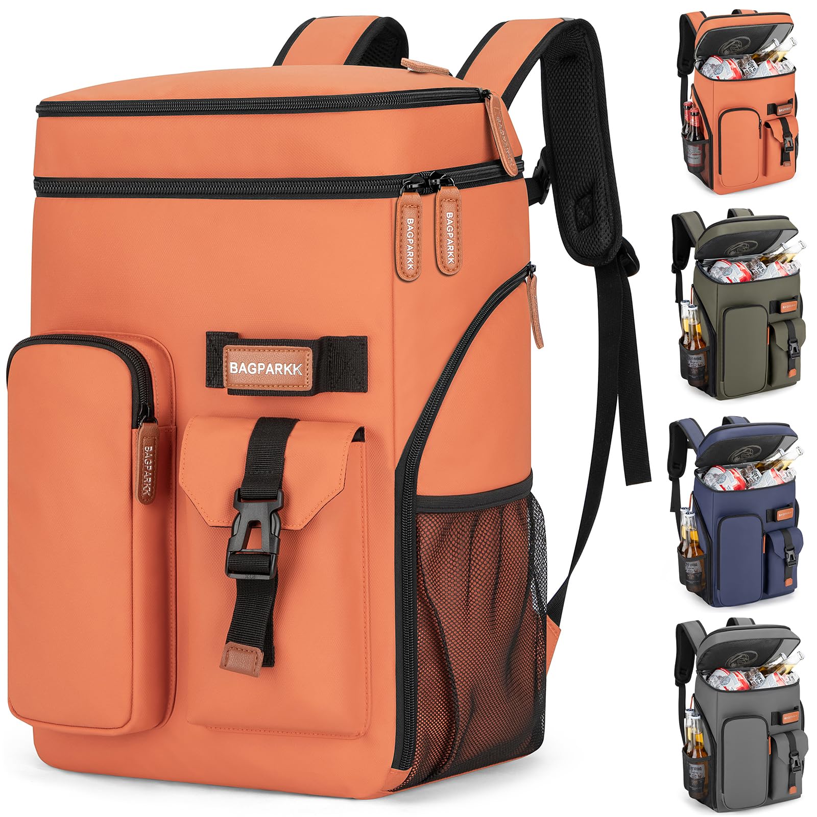 BAGPARKK Insulated Cooler Backpack,33/45 Cans Multifunctional Double Deck Leakproof Cooler Bag with Sternum Strap,Large Capacity Lightweight Travel Camping Beach Backpack
