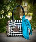 Upcycled LV Black & White Checkered Leather Speedy Bag