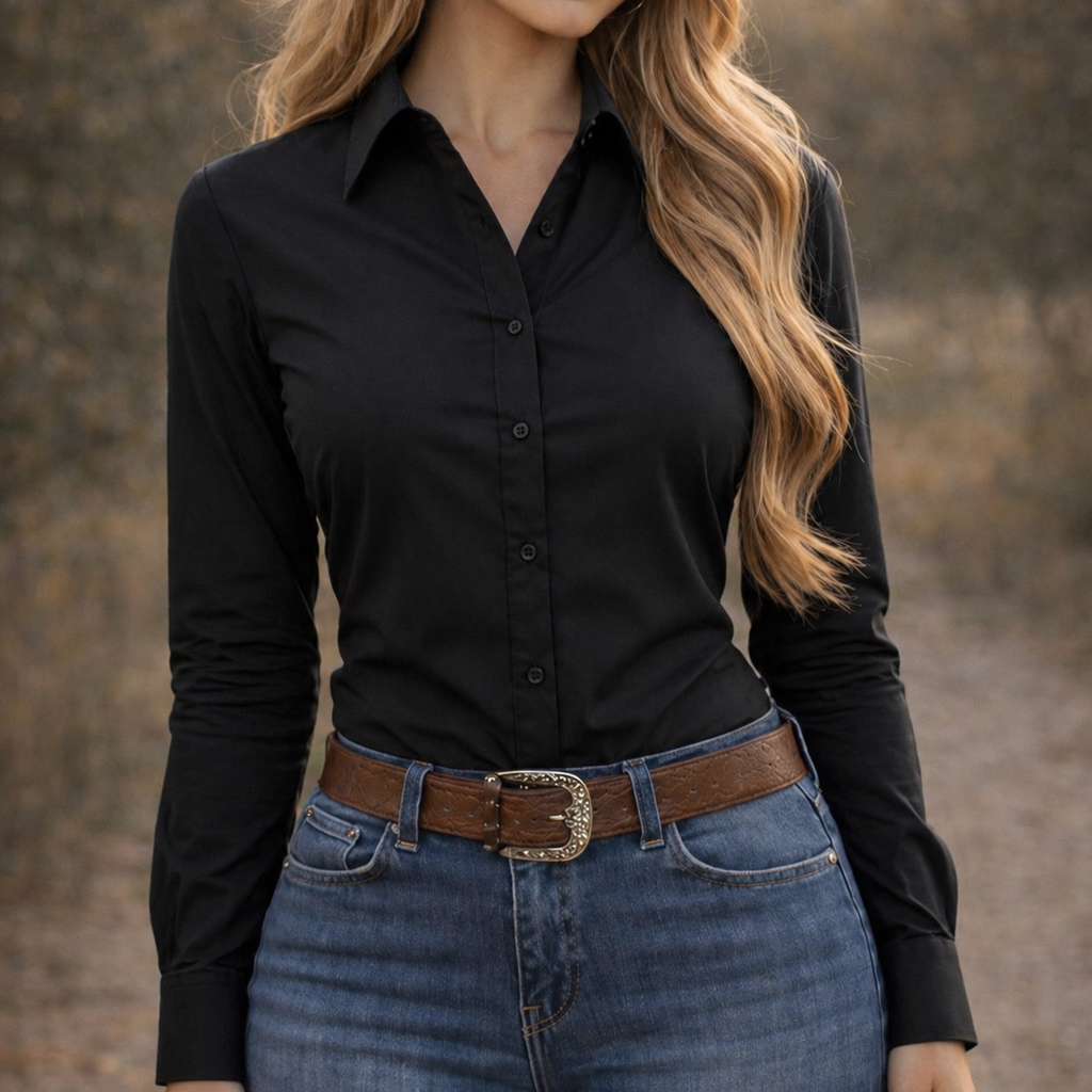 Ride Or Die Rhinestone 4 Way Stretch Button Up Rodeo Shirt -Black