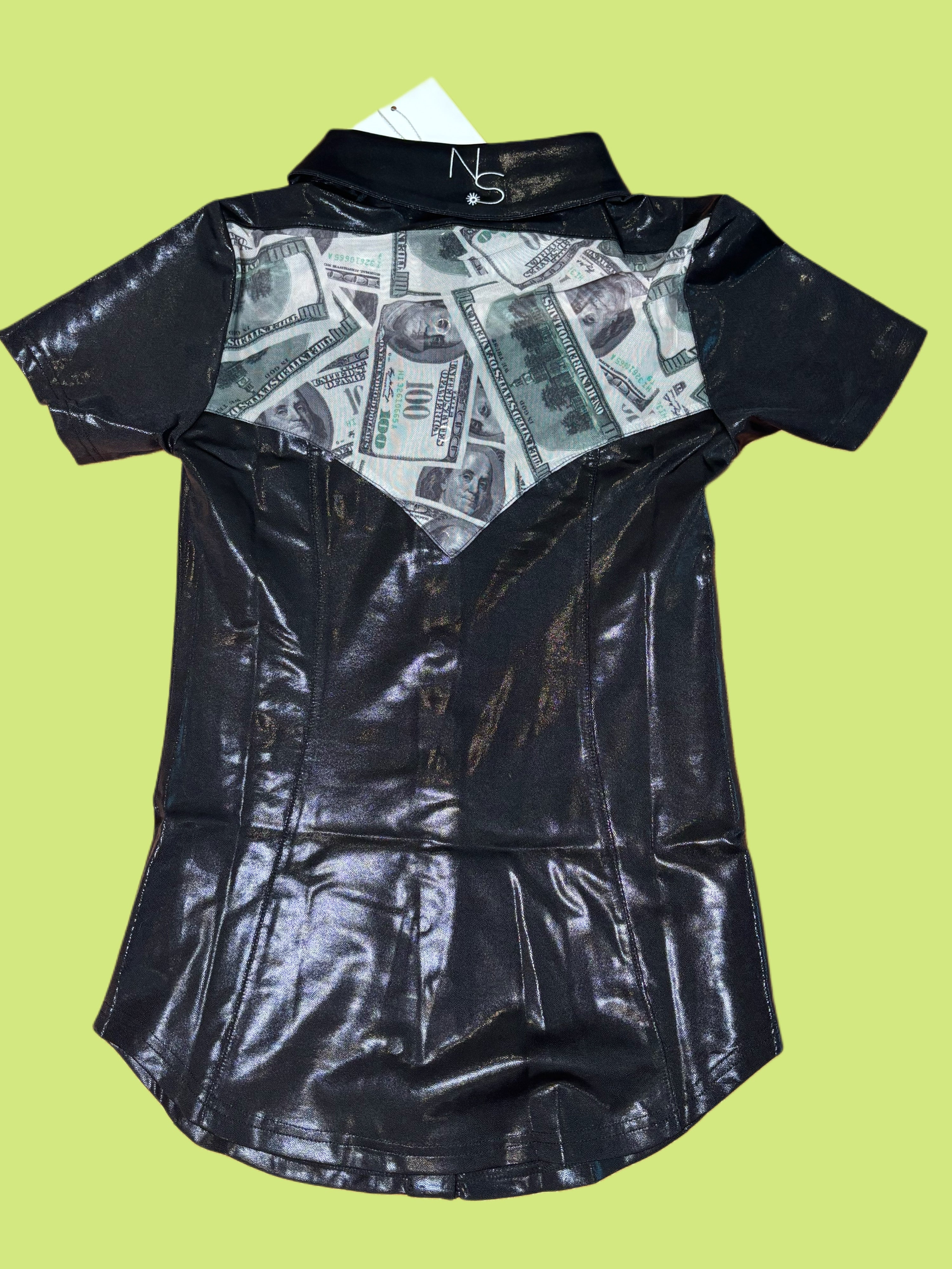 Girls Entry Fees Mesh Yoke Pearl Snap Jackpot Shirt