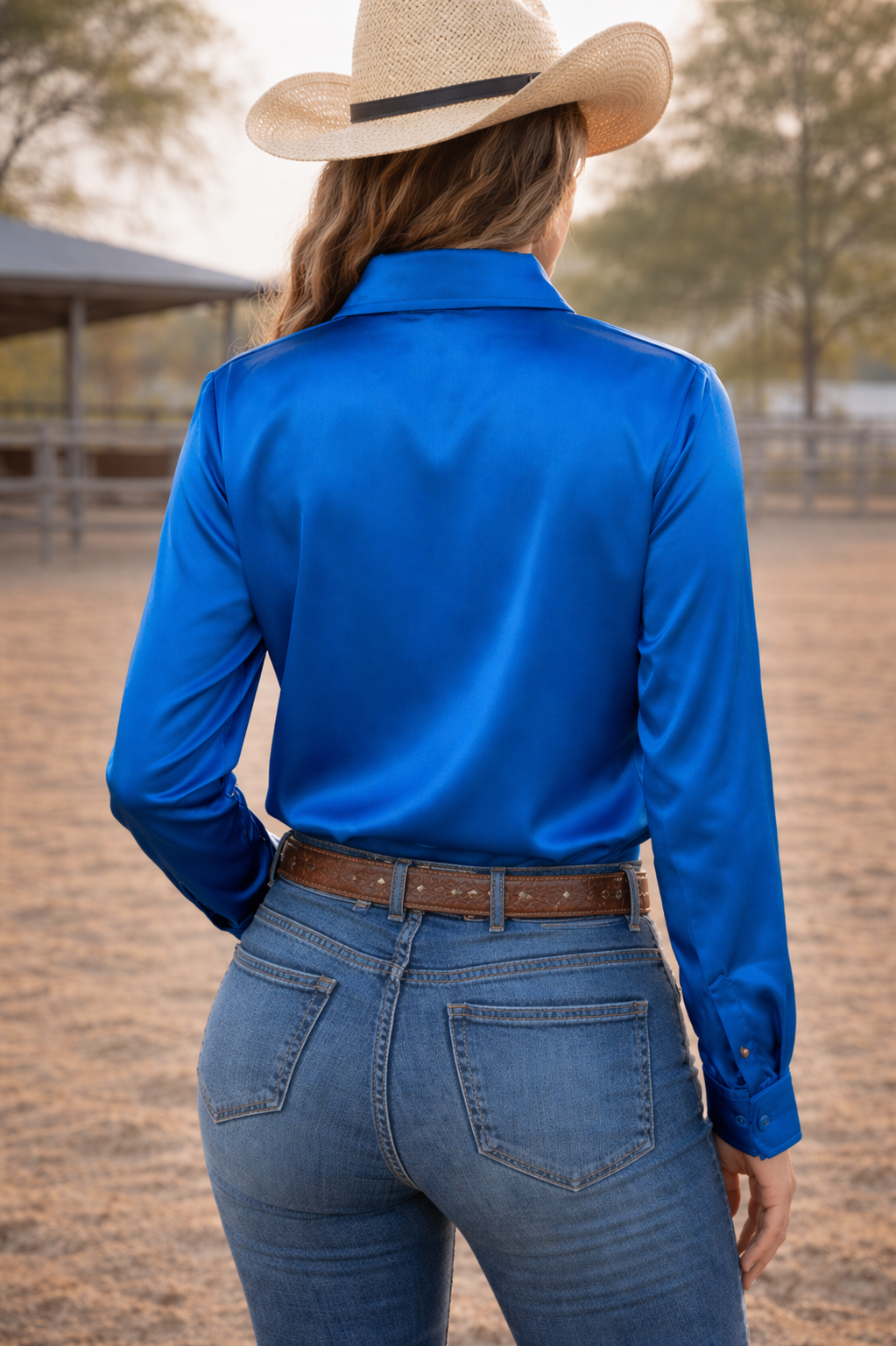 High Roller Rhinestone Matte Satin Button Up Rodeo Shirt