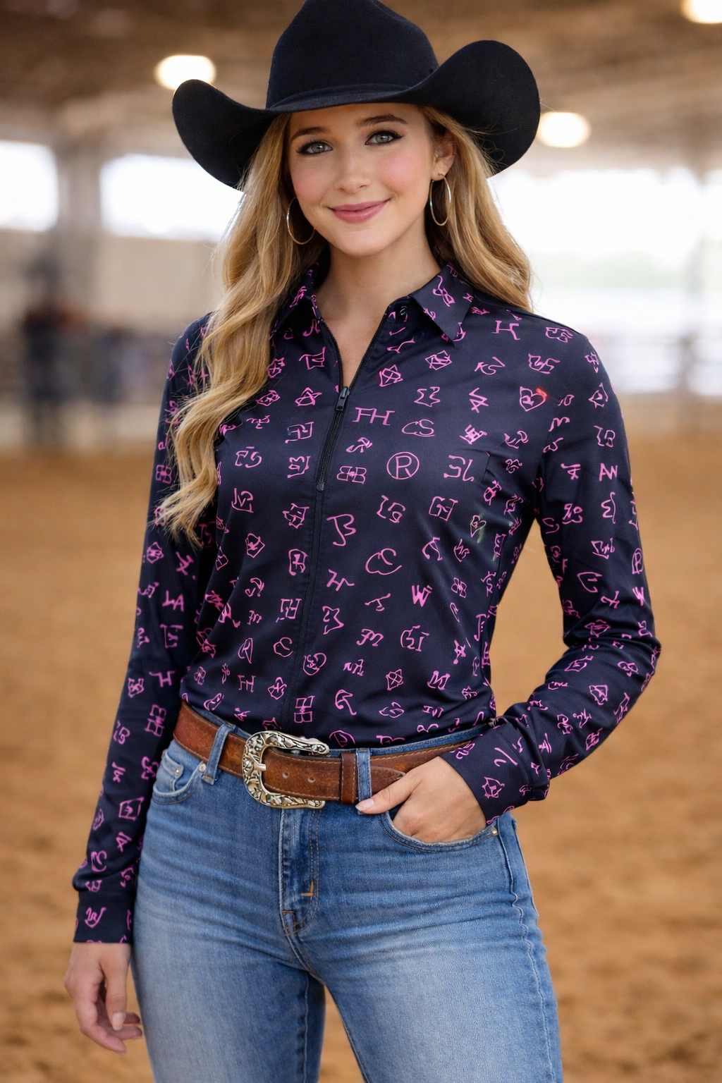 Neon Spur Brand Babe Quarter Zip Sun Shirt