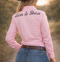 Black Crystal Turn & Burn Button-Up Rodeo Shirt -Pink