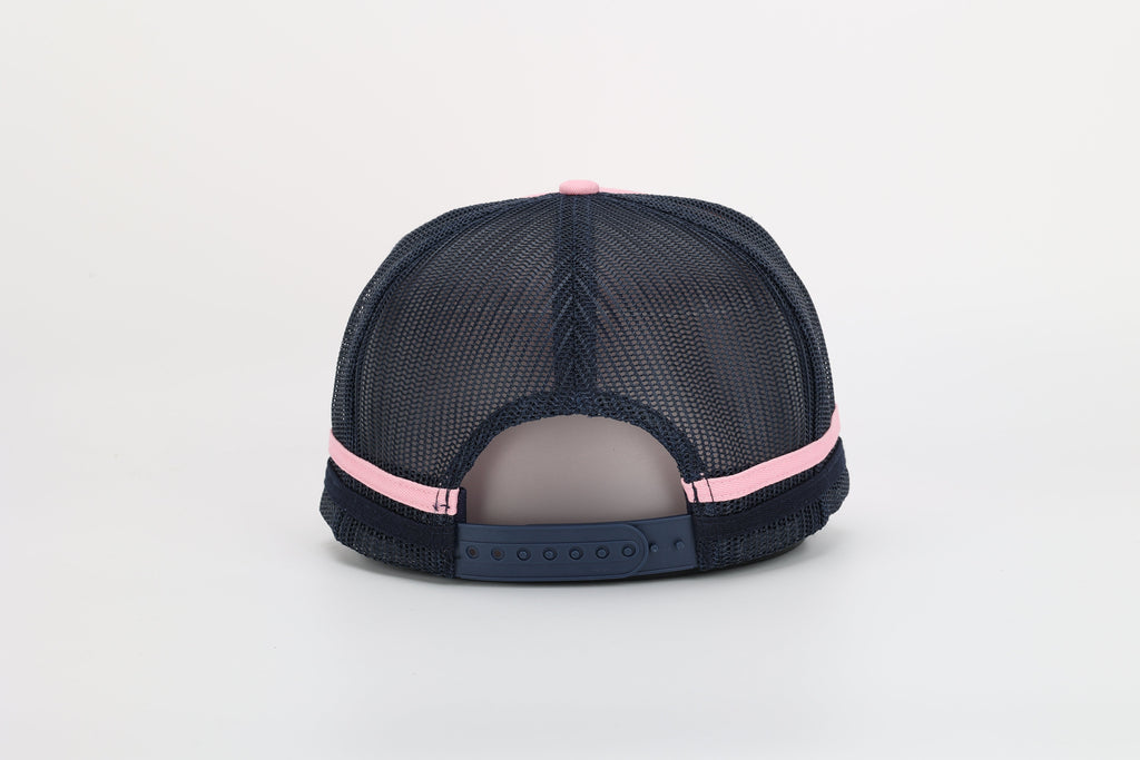 Neon Spur Logo Pink & Navy Stripe Trucker Hat