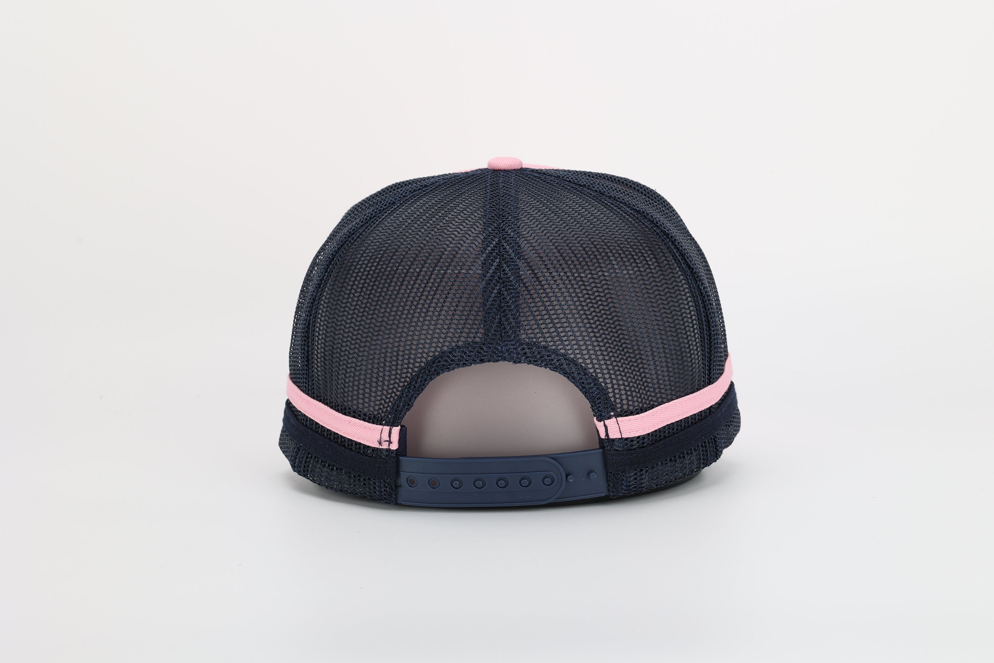 Neon Spur Logo Pink & Navy Stripe Trucker Hat