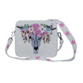 Floral Longhorn Skull Beaded Crossbody