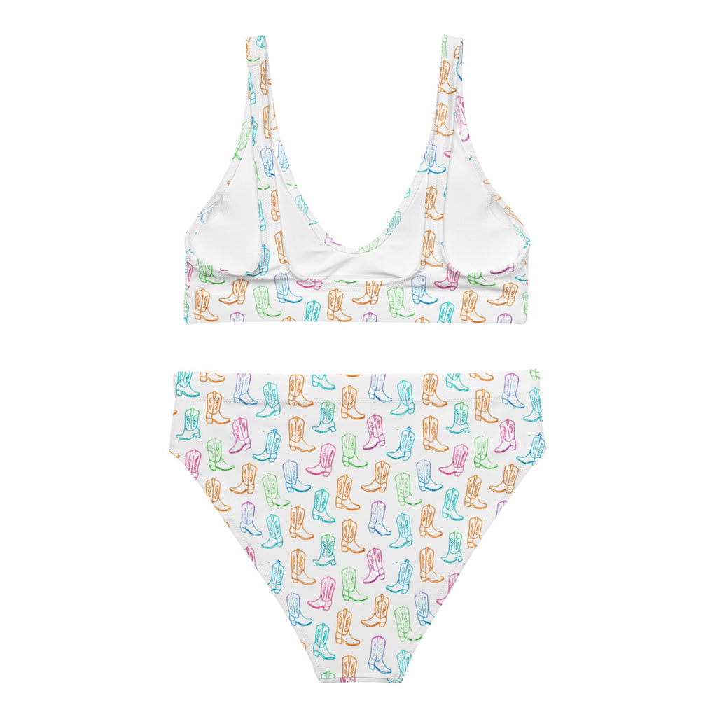 Watercolor Neon Boots High Waist Bikini