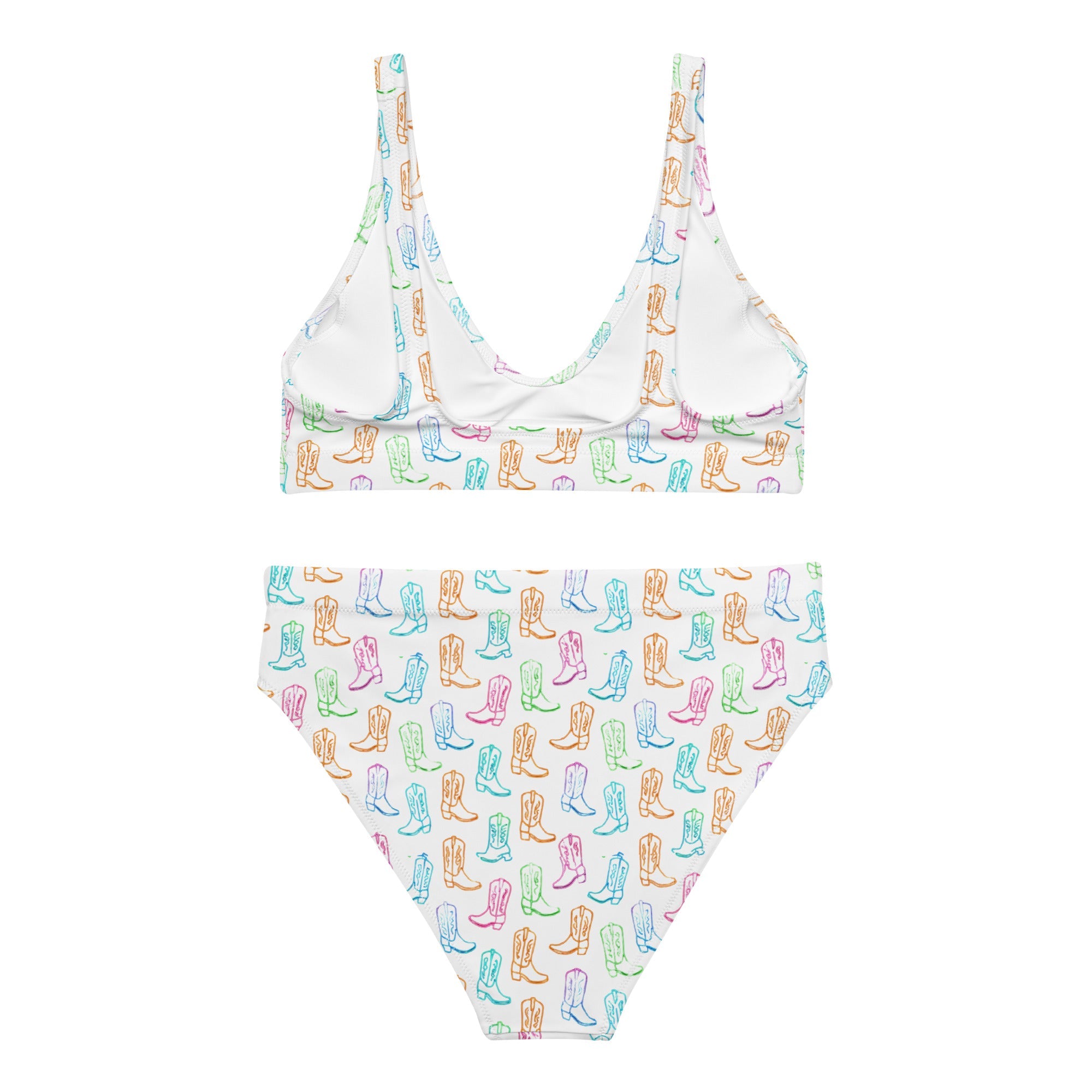 Watercolor Neon Boots High Waist Bikini