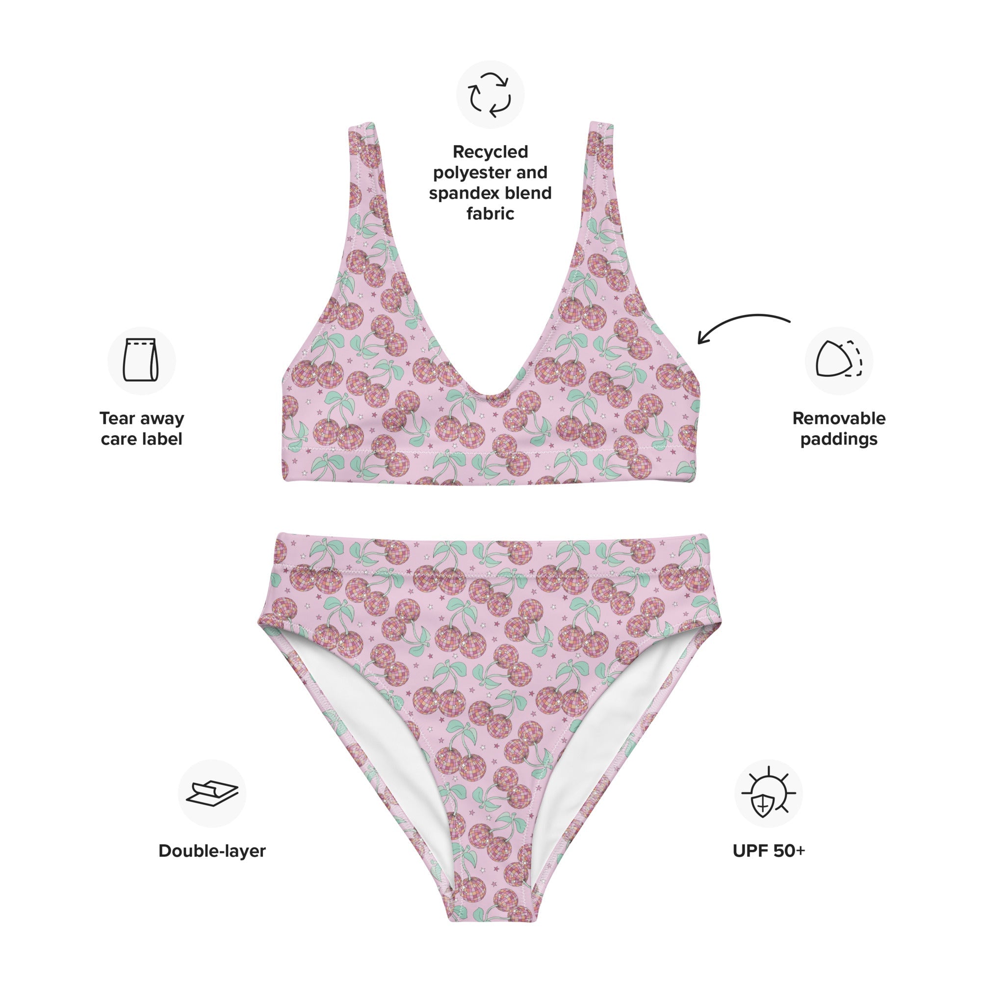 Cherry Groove High Waist Bikini
