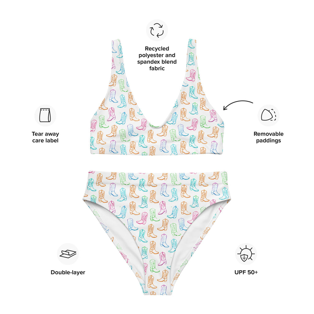 Watercolor Neon Boots High Waist Bikini
