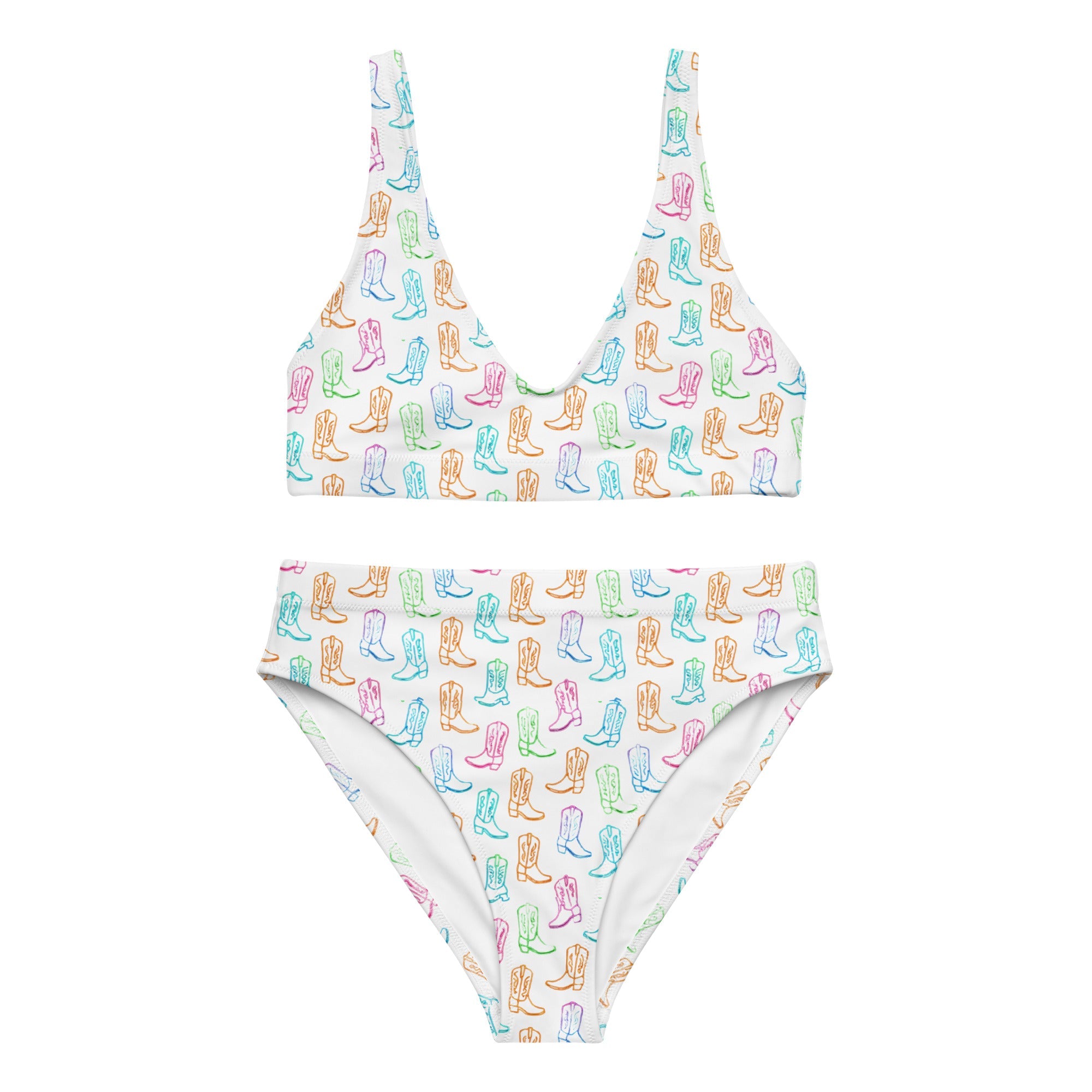 Watercolor Neon Boots High Waist Bikini