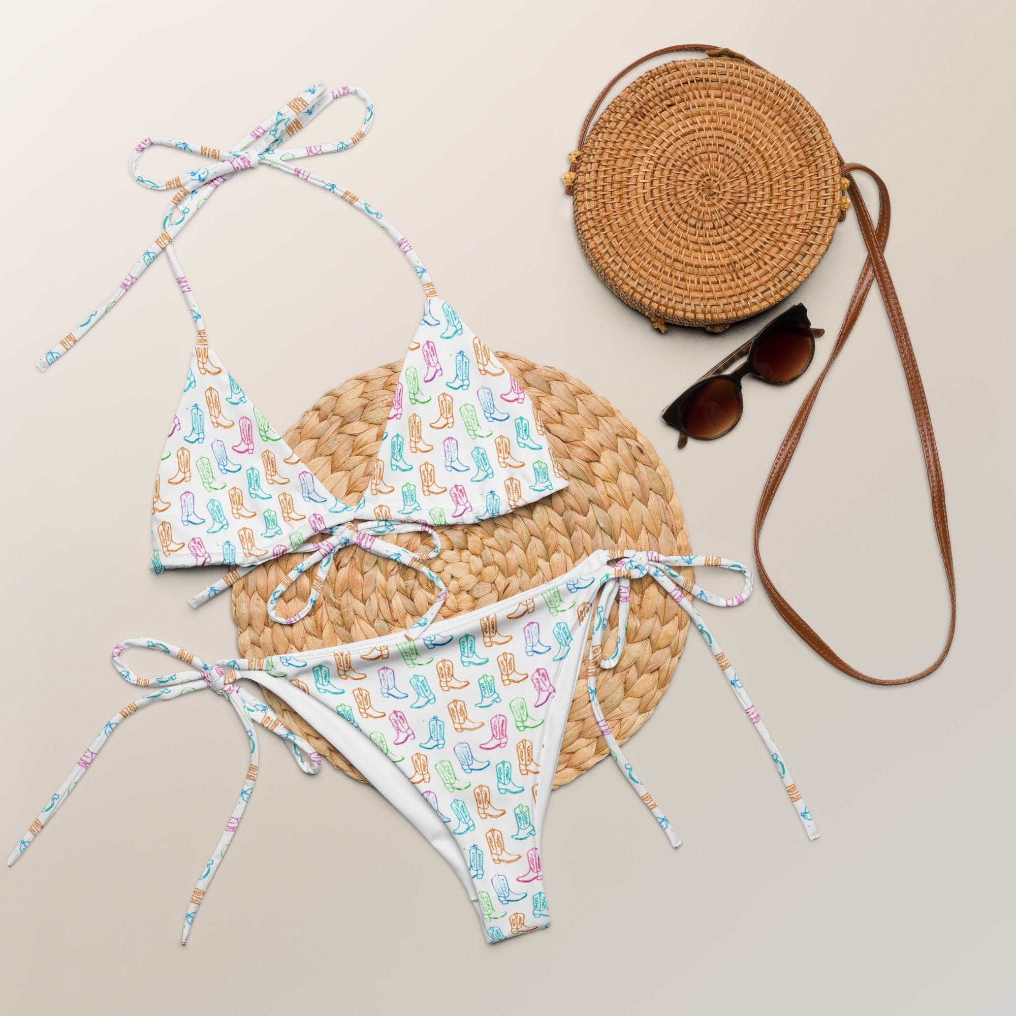Watercolor Neon Boots String Bikini