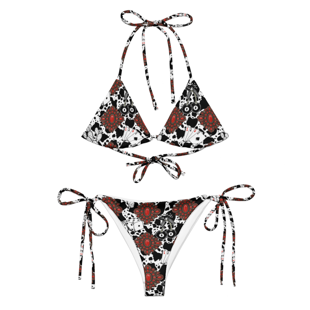 Red Turquoise Western Icon Recycled UPF 50+ String Bikini