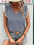 Striped Ruffled Sleeve Top